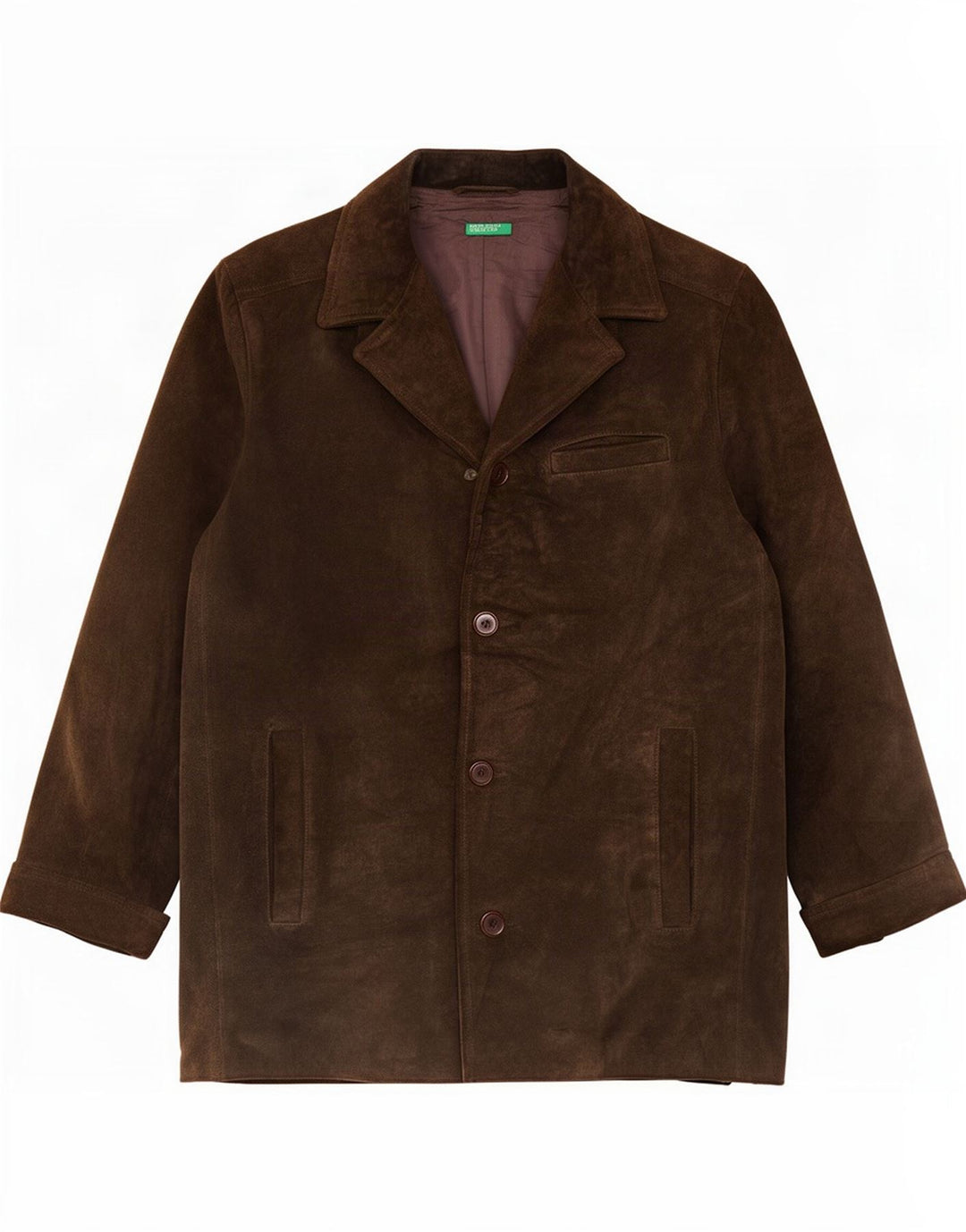 Benetton Ruskindsjakke til mænd UK 38 Medium Khaki Læder