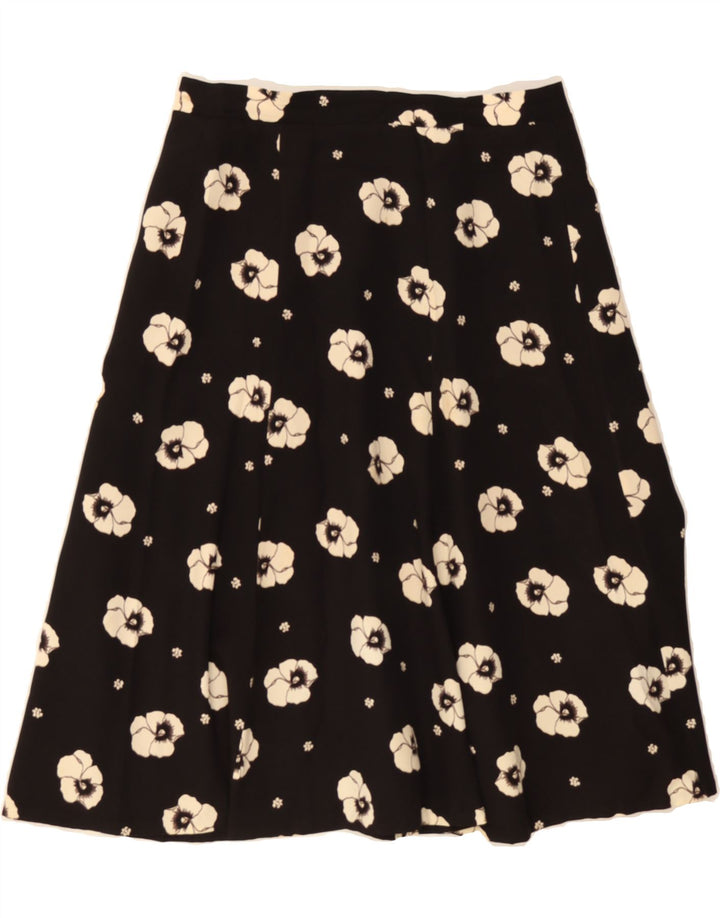 VINTAGE Womens A-Line Skirt IT 42 Medium W30  Black Floral Triacetate Vintage Vintage and Second-Hand Vintage from Messina Hembry 