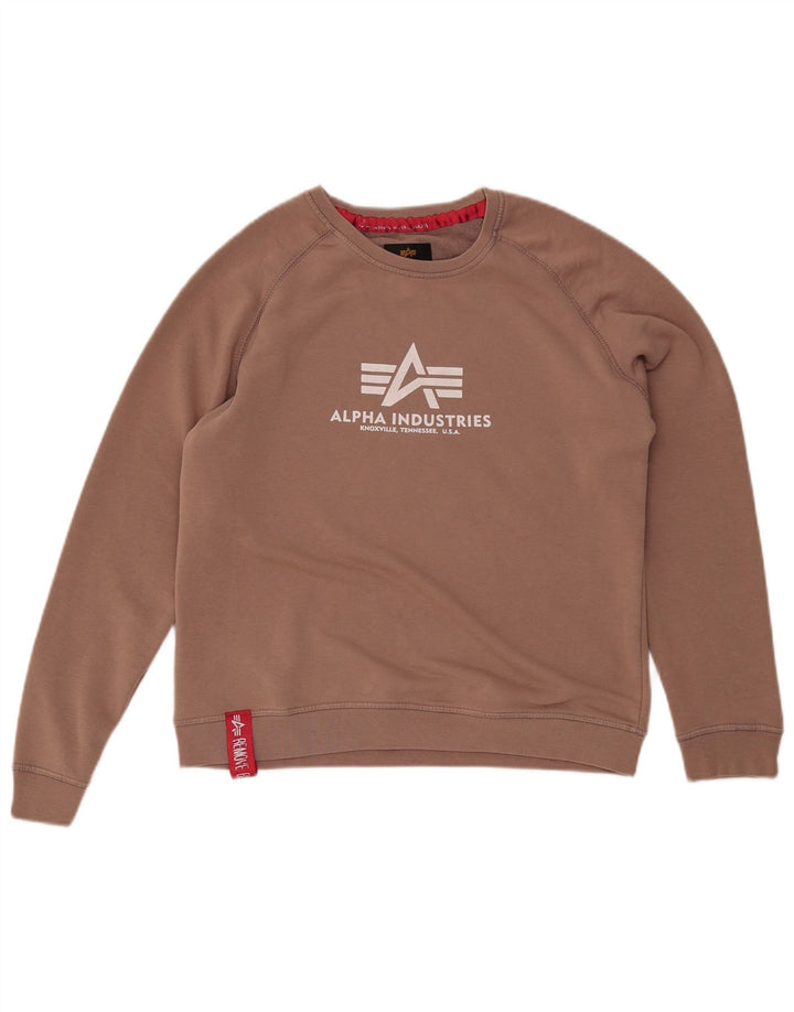 ALPHA INDUSTRIES Graphic Sweatshirt Jumper UK 14 Medium Brun
