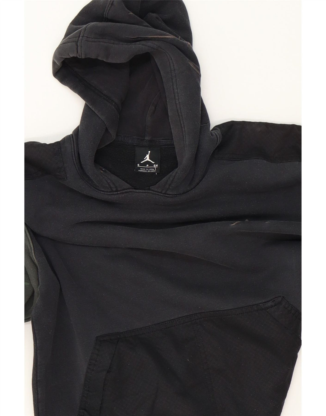 JORDAN Mens Hoodie Jumper Small Black Colourblock Cotton Vintage Jordan and Second-Hand Jordan from Messina Hembry 