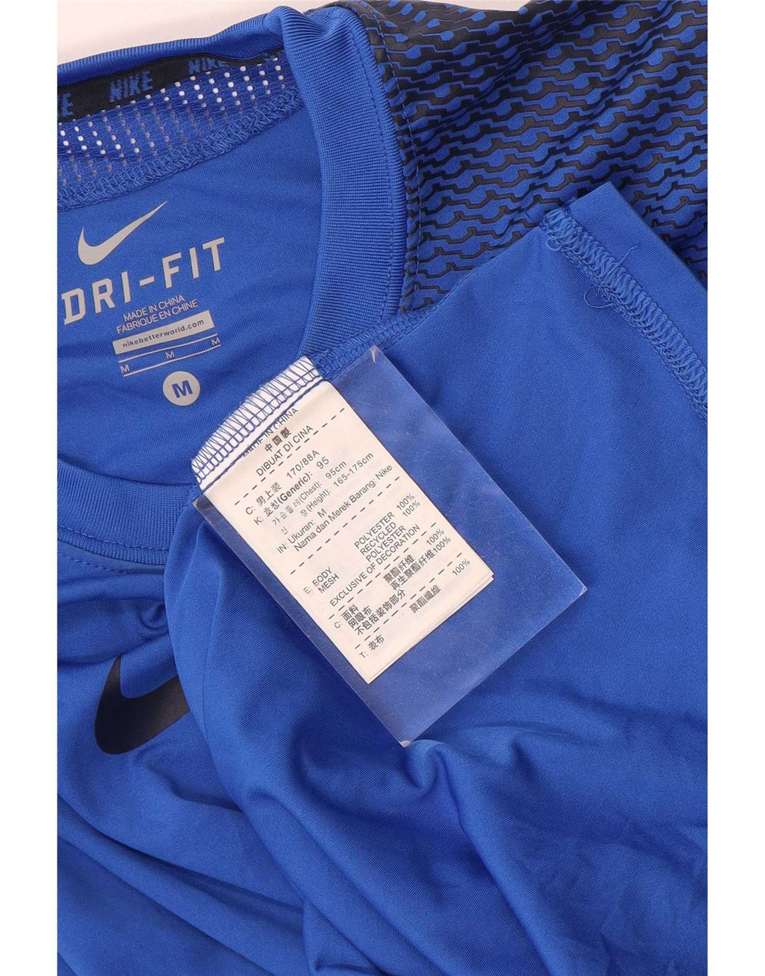 Nike Herre Dri Fit grafisk T-shirt top mellemblå polyester