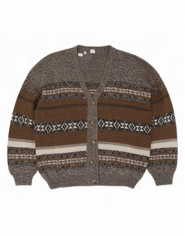 Vintage herre cardigan sweater XL Grey Fair Isle