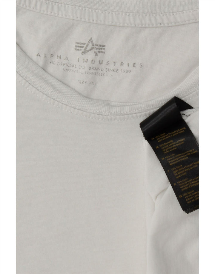 Alpha Industries Herre T-Shirt Top 2XL Hvid Bomuld