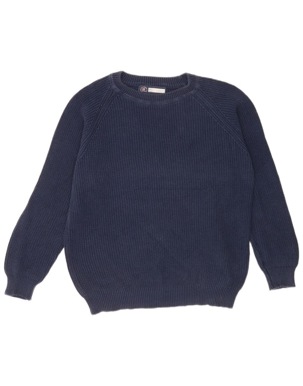 Vintage Herre Boat Neck Jumper Sweater 2XL Navy Blue Bomuld