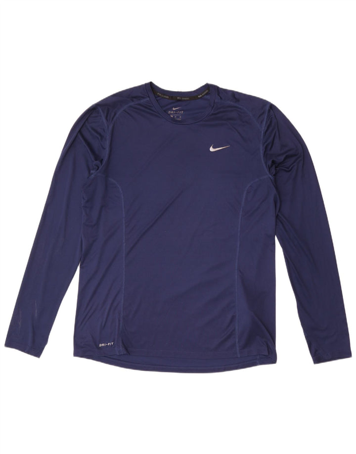 Nike Herre Dri Fit Top Langærmet XL Marineblå Polyester