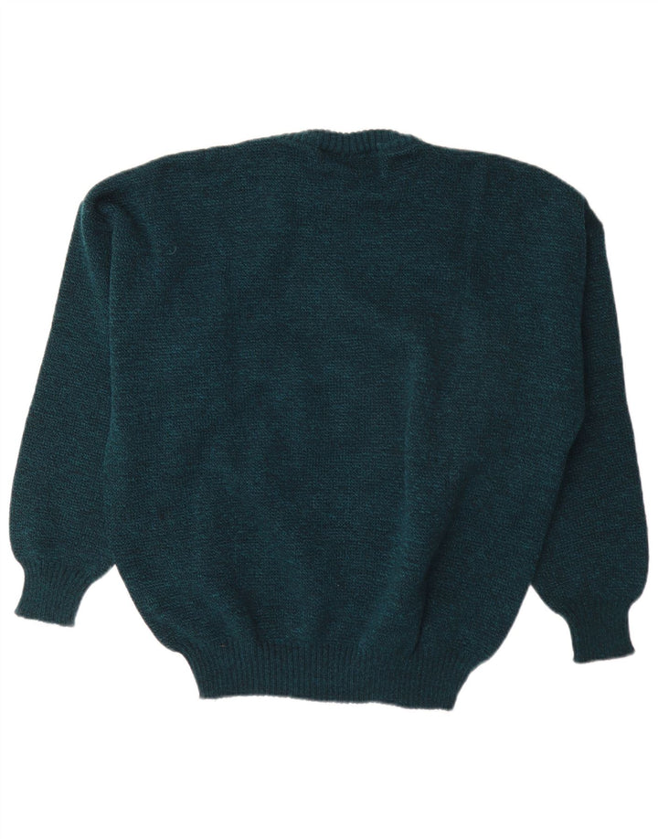 Vintage herre sweater med rund hals XL Grøn Argyle/Diamond Wool