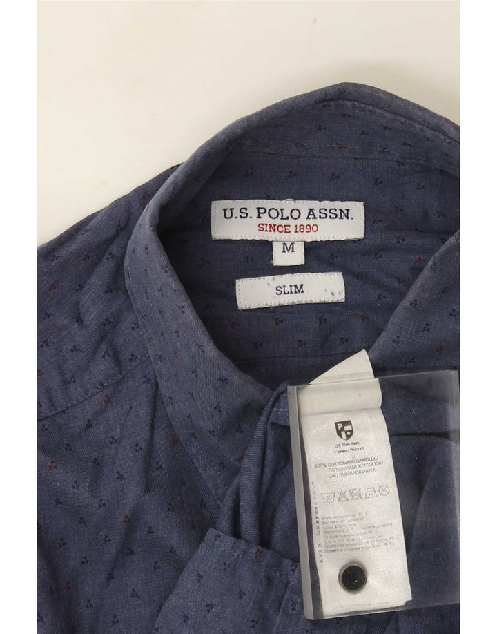 U.S. Polo Assn. Herre Slim Fit skjorte medium blå plettet bomuld
