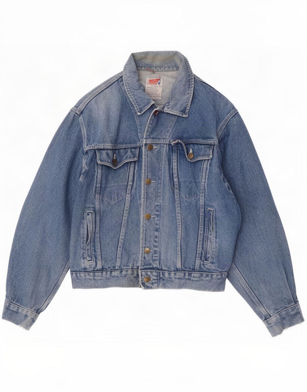 Enrico Coveri Womens Graphic Denim Jacket UK 14 Large Blue
