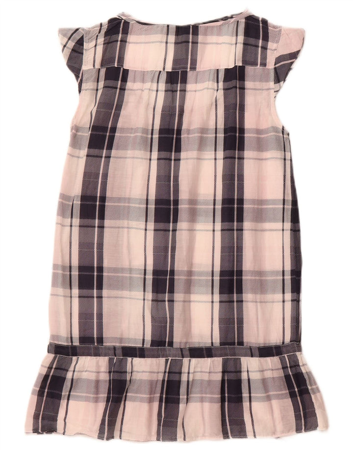 WOOLRICH Dame Tunika Bluse Top UK 6 XS Hvid ternet bomuld