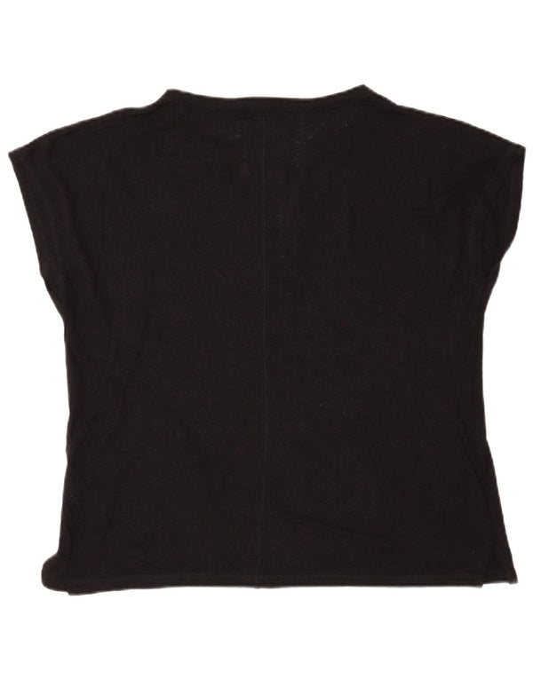 Fat Face Dame Oversized T-Shirt Top UK 16 Large Black Linen