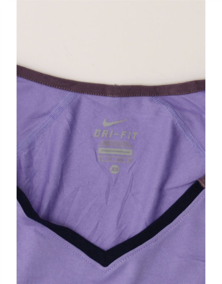 NIKE Womens Dri Fit Top Long Sleeve UK 6 XS Purple Polyester Vintage Nike and Second-Hand Nike from Messina Hembry 