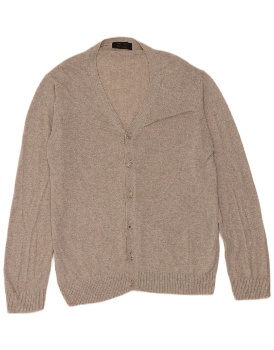 Zara herre cardigan sweater, stor grå flækket viskose