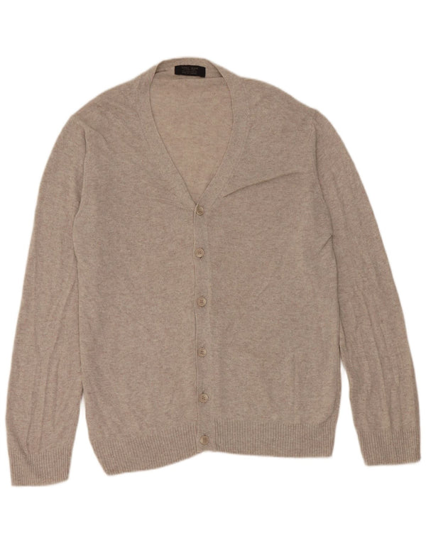 Zara herre cardigan sweater, stor grå flækket viskose