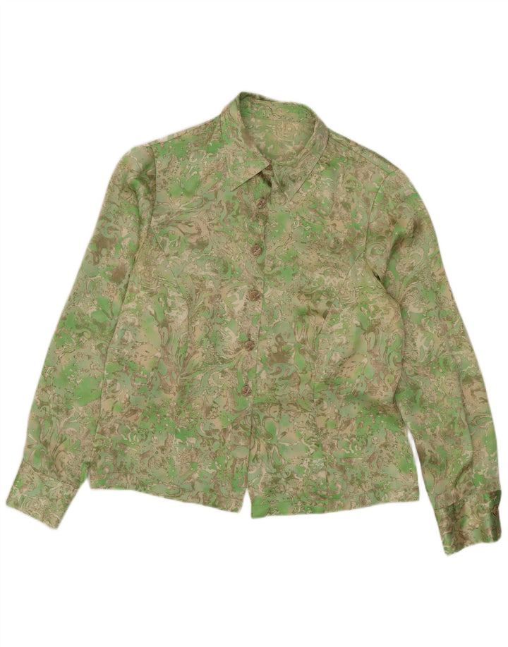 Vintage dameskjorte UK 14 Medium Green Paisley