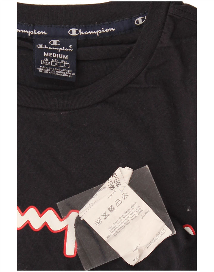 CHAMPION Herre grafisk T-shirt Top Medium Navyblå Bomuld