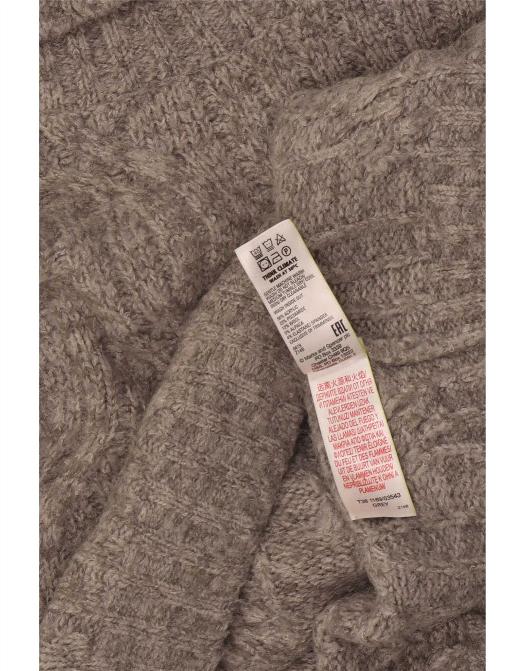 Marks & Spencer Dame Oversized rullehals sweater UK 16 stor grå
