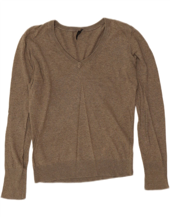 Topshop Dame V-hals sweater UK 12 Medium Grey Bomuld