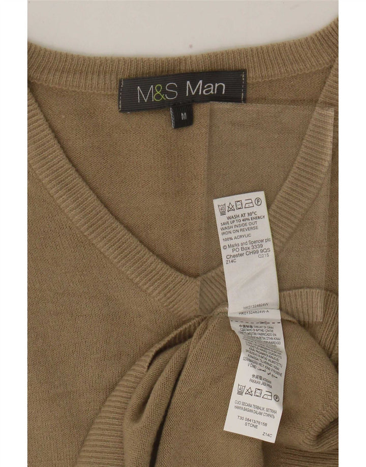 Marks & Spencer Herre V-hals sweater Medium Beige Akryl