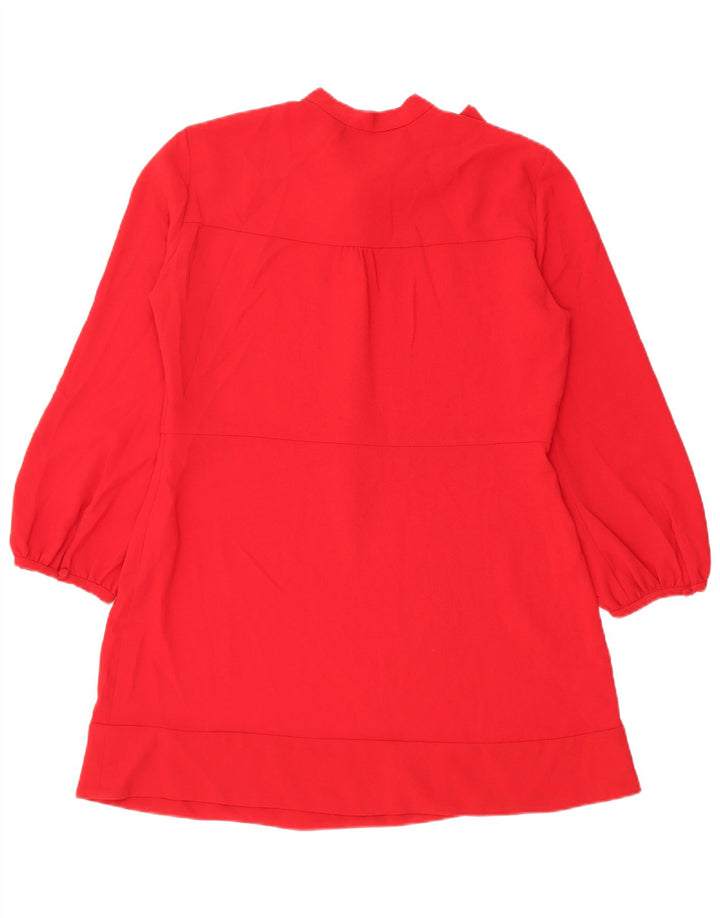 Zara Dame Langærmet Tiered Kjole UK 18 XL Rød Polyester