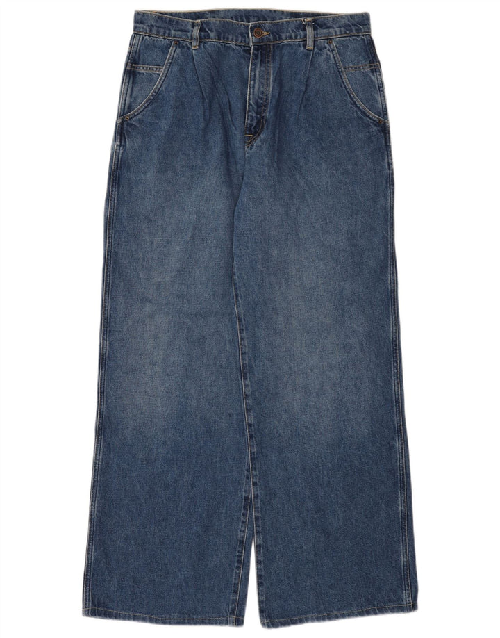 Massimo Dutti Dame Jeans med brede ben EU 40 Medium W30 L30 Blå Bomuld