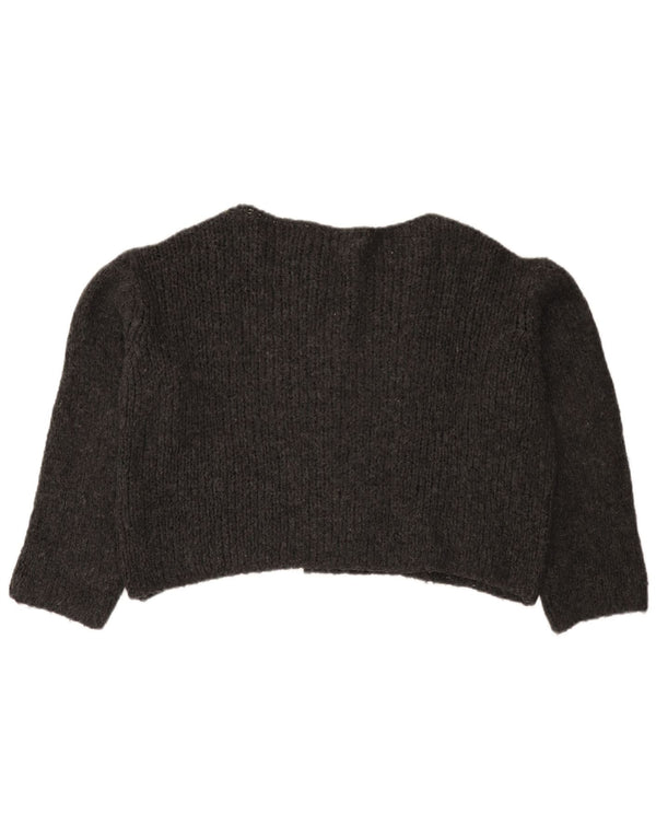 Zara Womens Crop Open Cardigan Sweater UK 16 Large Grå Akryl