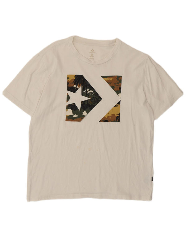 Converse Mens Graphic T-Shirt Top Medium White Cotton