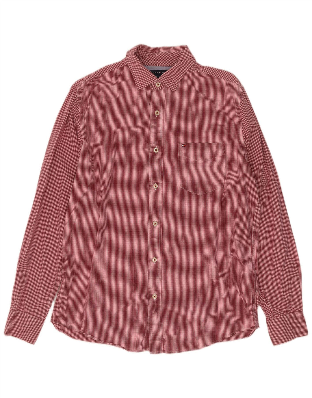 Tommy Hilfiger Herre Classic Fit skjorte Lille rød Gingham Bomuld