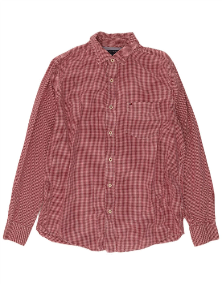 Tommy Hilfiger Herre Classic Fit skjorte Lille rød Gingham Bomuld