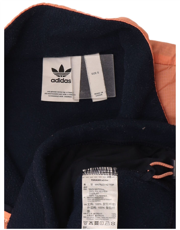 Adidas Fleece Jumper med lynlås til mænd Small Navy Blue Colourblock Polyester