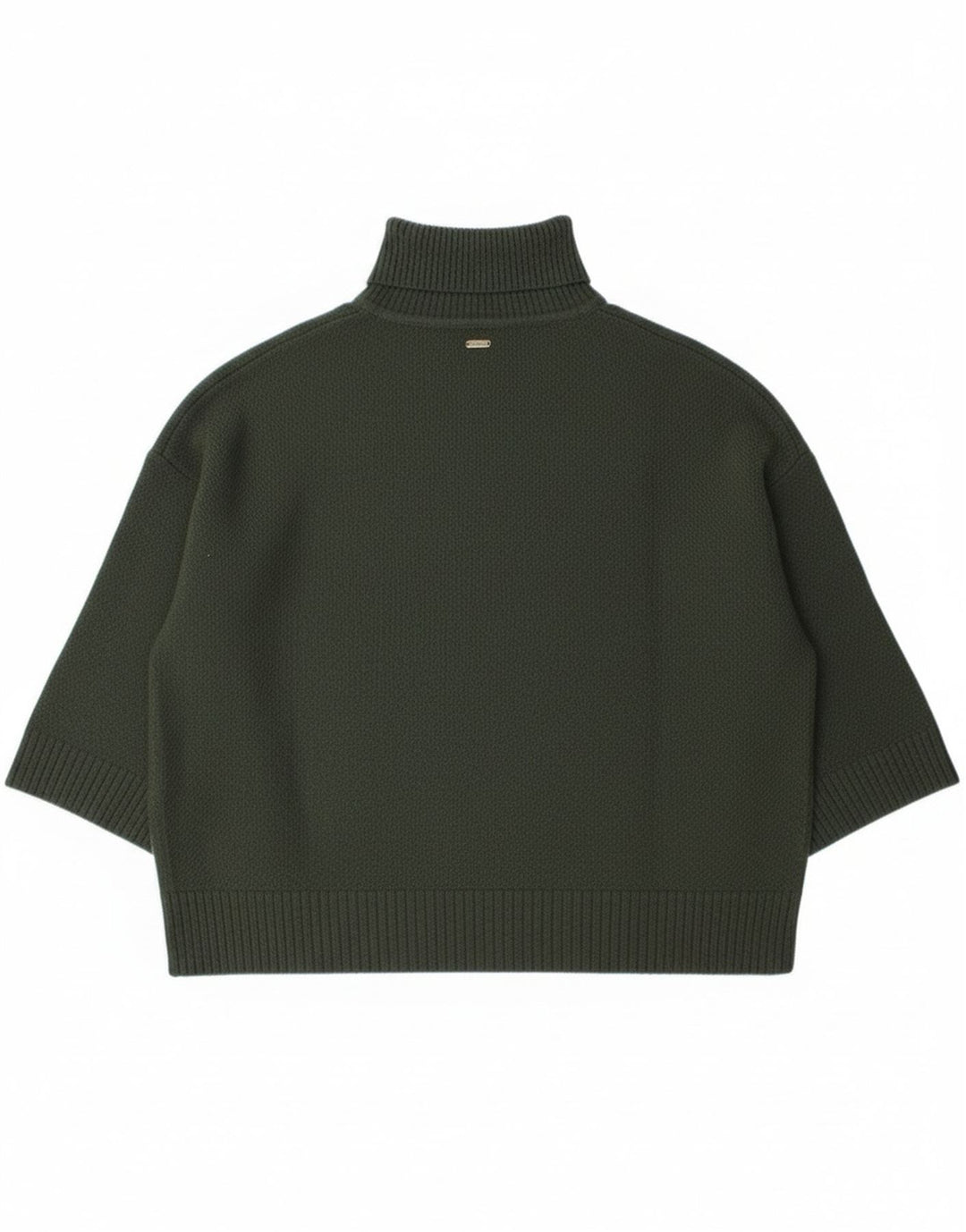 Barbour Dame Burne Cape Roll Neck Jumper Sweater UK 14 Medium Green Wool