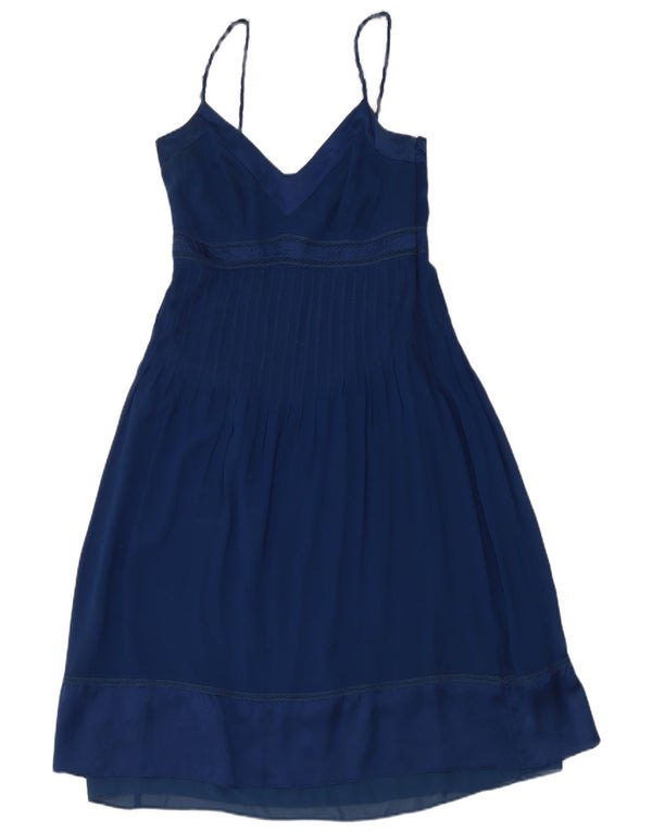 Karen Millen Dame Sundress UK 10 Small Navy Blue Silk