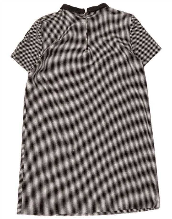 Zara Womens Shift Dress UK 14 Large Black Houndstooth Polyester