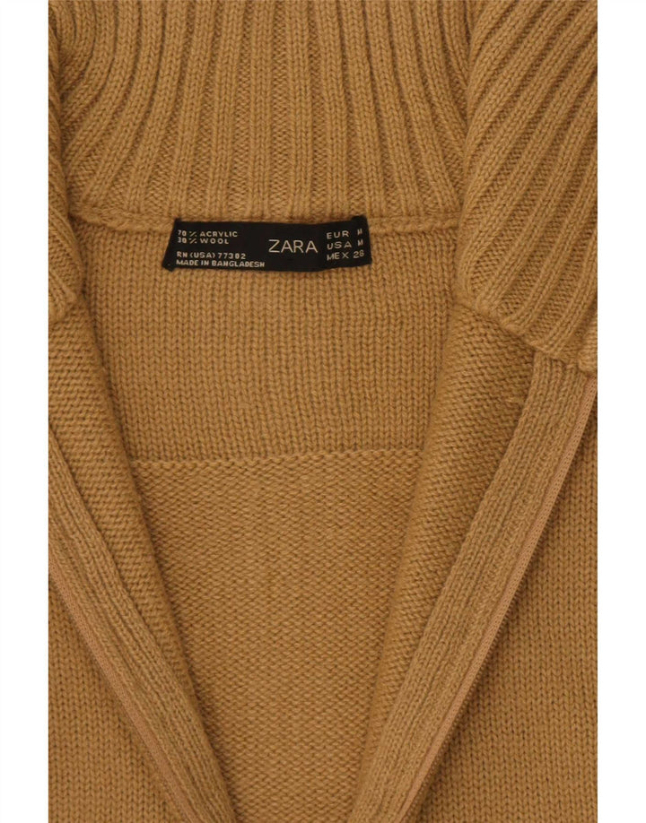 Zara Dame Cardigan Sweater UK 12 Medium Khaki Acryl