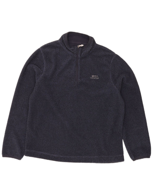 Weird Fish Herre Zip Neck Sweatshirt Jumper Large Navy Blue Polyester