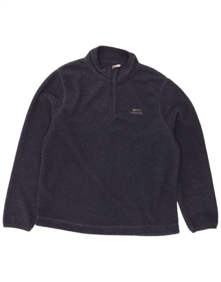 Weird Fish Herre Zip Neck Sweatshirt Jumper Large Navy Blue Polyester