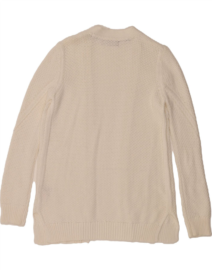 MARKS & SPENCER Womens Open Cardigan Sweater UK 14 Medium White Cotton Vintage Marks & Spencer and Second-Hand Marks & Spencer from Messina Hembry 