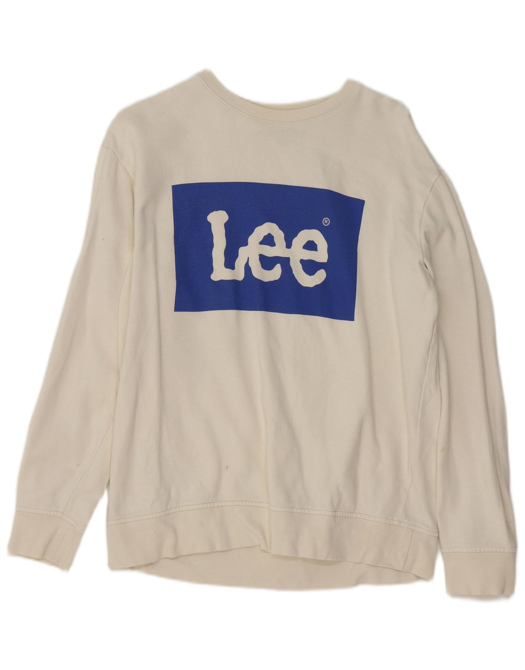 LEE Mens Graphic Sweatshirt Jumper Medium White Cotton