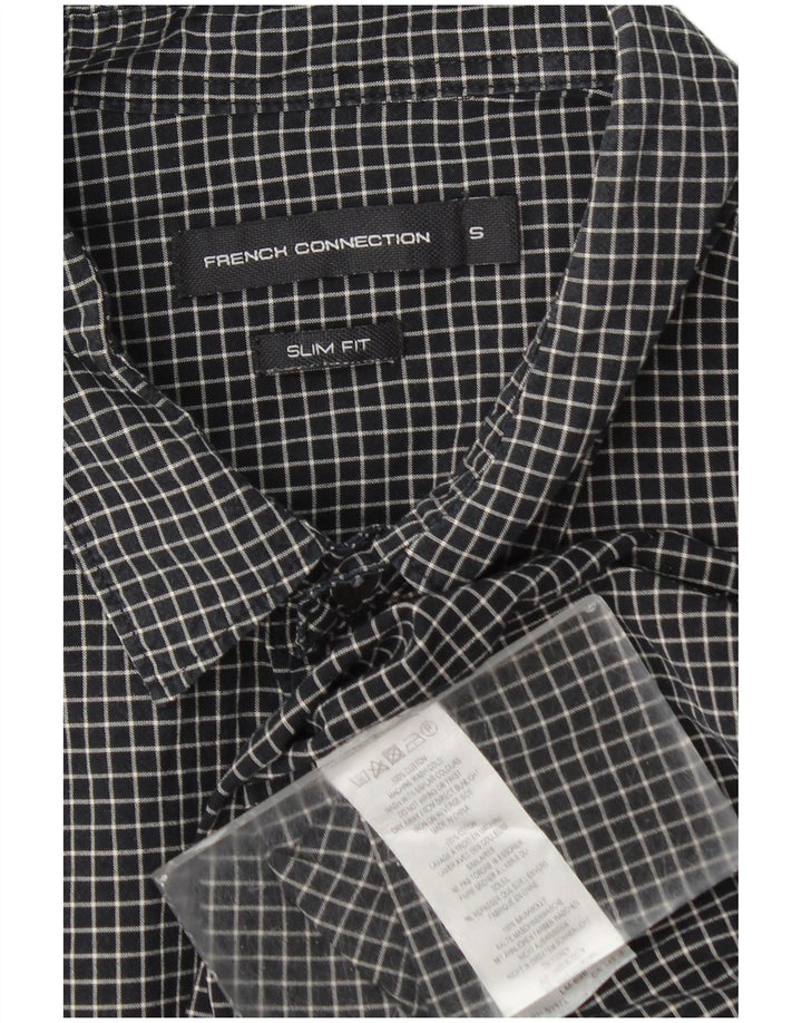 French Connection Herre Slim Fit Flanellskjorte Lille sort ternet bomuld
