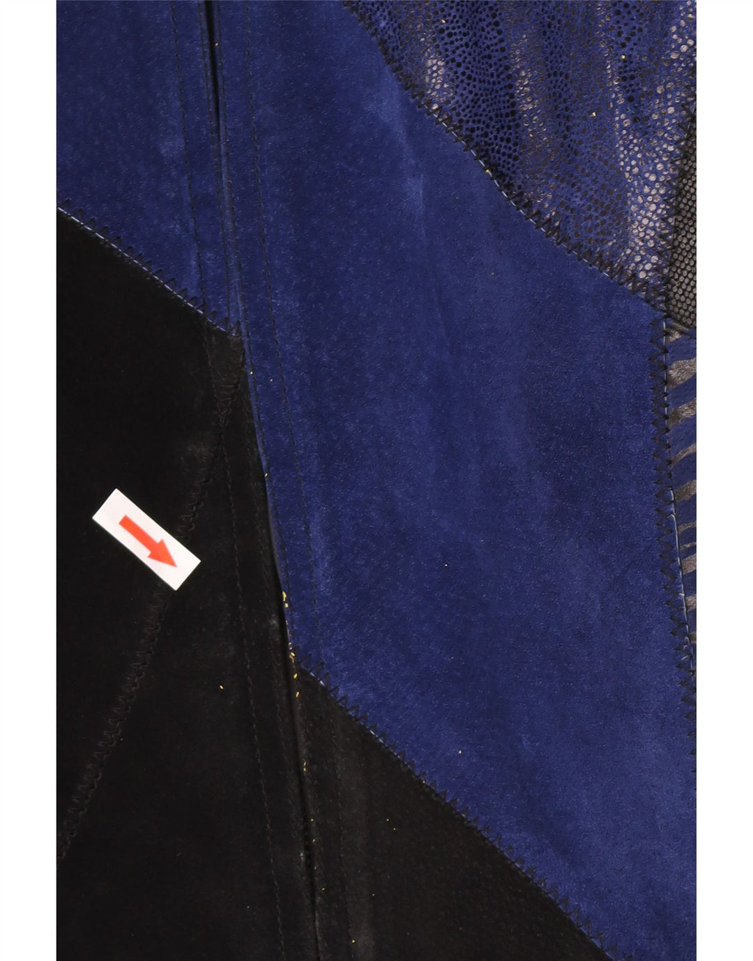 Vintage ruskindsfrakke til kvinder UK 12 Medium Blue Colourblock Læder