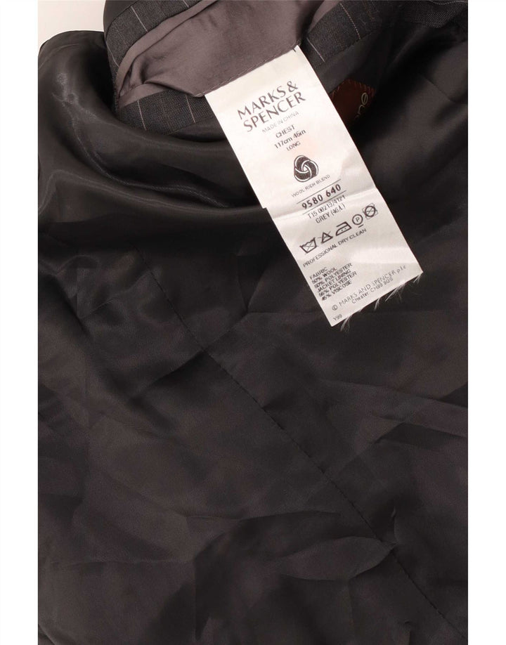 Marks & Spencer Herre 2-knaps blazerjakke UK 46 XL Grå nålestribet uld
