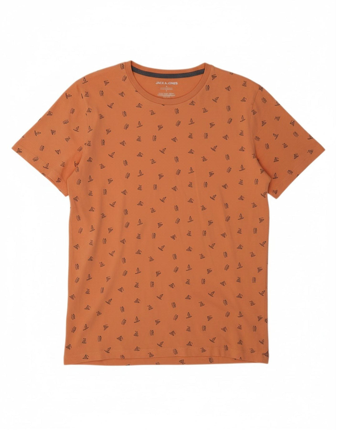 JACK & JONES Mens T-Shirt Top Small Orange Cotton