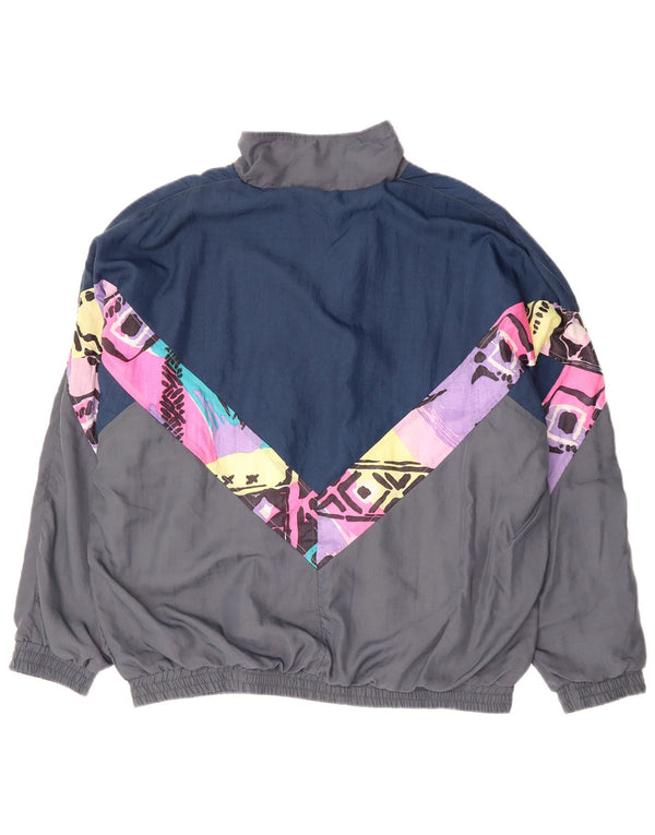 Vintage træningsdragt til mænd Topjakke XL Grå Colourblock Polyester 90'erne