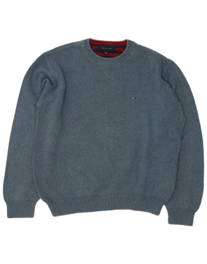Tommy Hilfiger Herre Crew Neck Jumper Sweater Stor Blå Bomuld