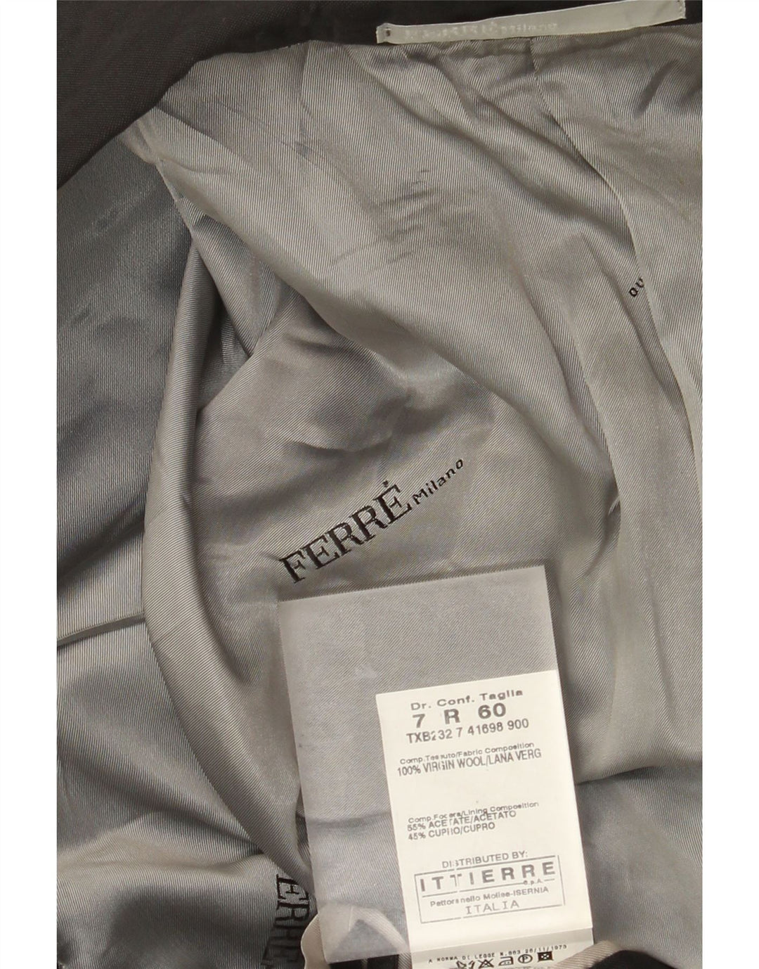 Ferre Herre Ittierre 2-knaps blazerjakke IT 60 5XL Grå Uld