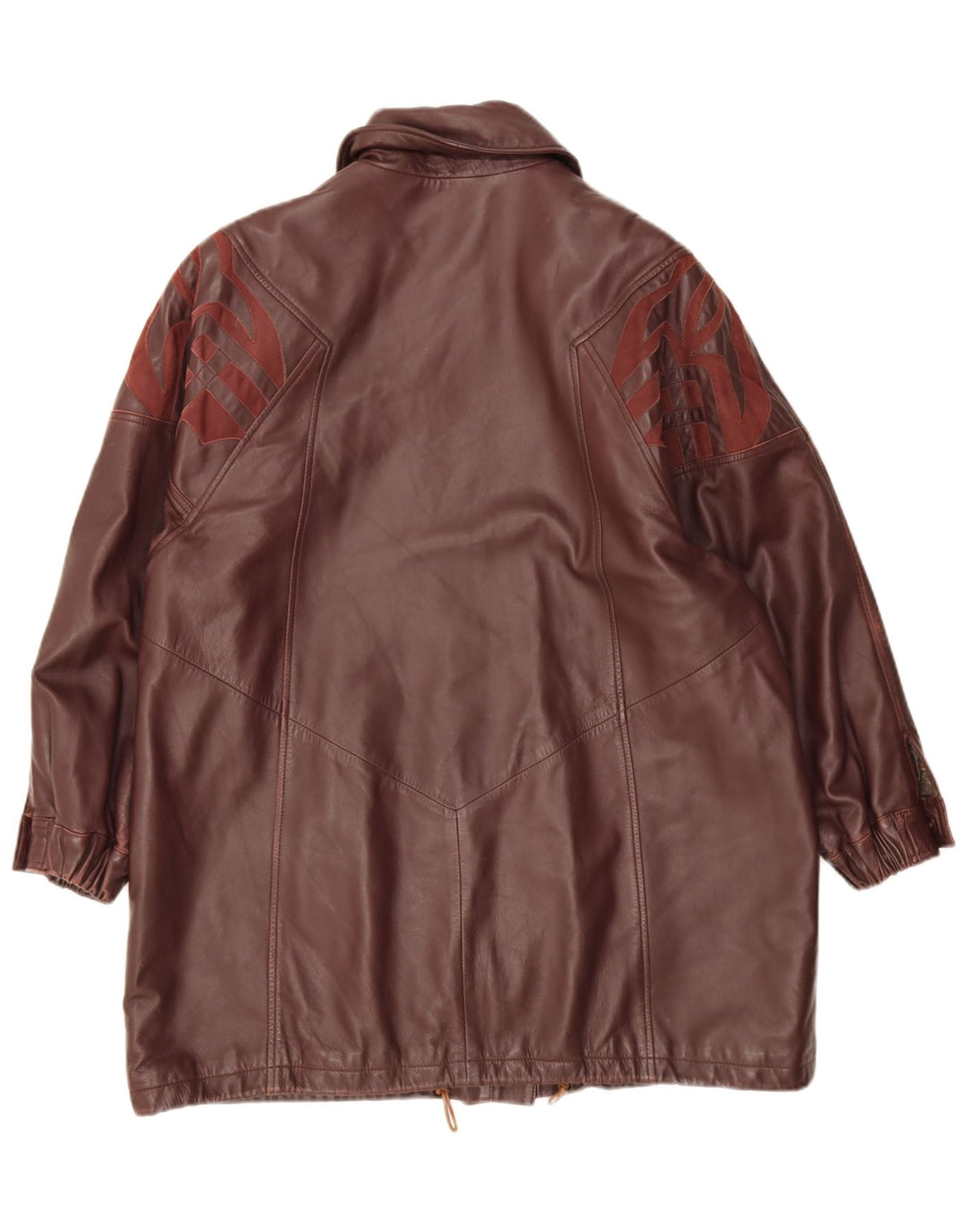 Vintage Dame Loose Fit Læderfrakke IT 44 Medium Burgundy Læder