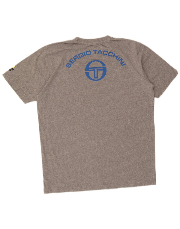 Sergio Tacchini Herre Grafisk T-Shirt Top Stor Grå Bomuld