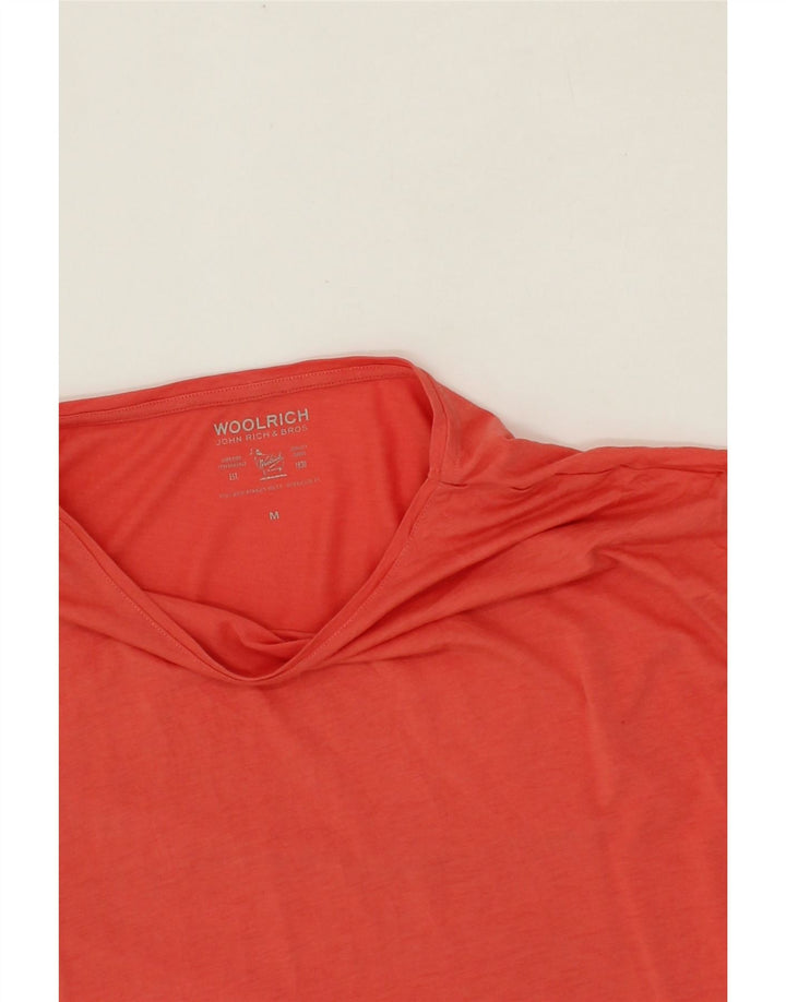 WOOLRICH Womens T-Shirt Top UK 14 Medium Orange Lyocell Vintage Woolrich and Second-Hand Woolrich from Messina Hembry 