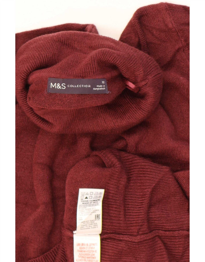 Marks & Spencer Dame Rullehals Sweater UK 12 Medium Burgundy