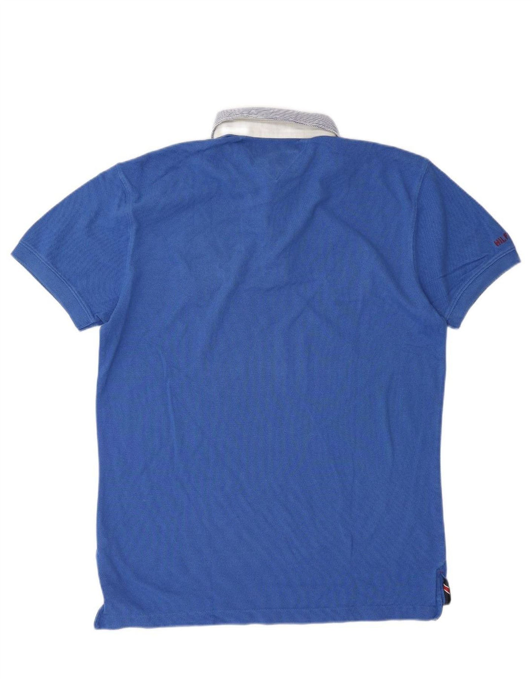 TOMMY HILFIGER Mens Graphic Rugby Polo Shirt Medium Blue Cotton