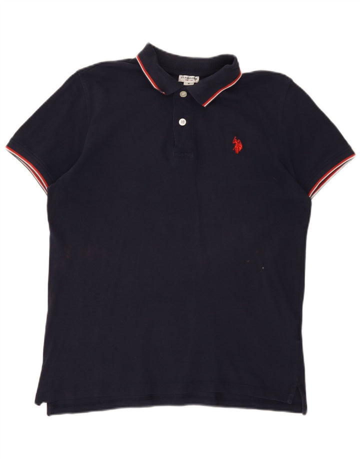 U.S. Polo Assn. Herreskjorte medium marineblå stribet bomuld